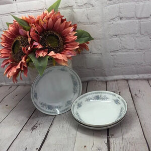 vtg Christine Blue Flowers by FINE CHINA OF JAPAN 3pc Fruit/Dessert bowl cottage